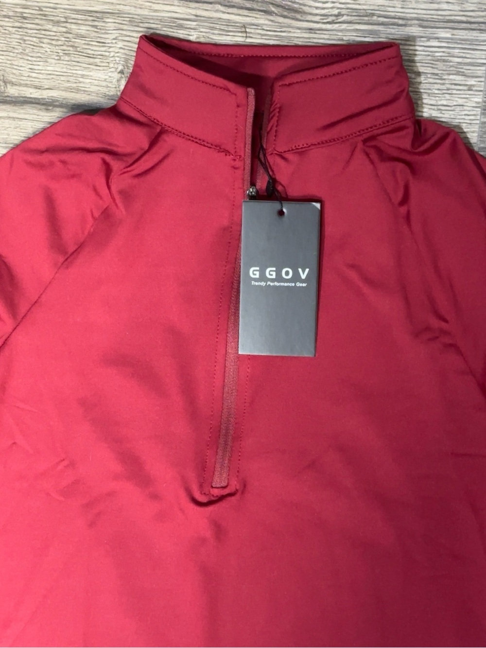 GGOV Women’s Burgundy Quarter Zip Long Sleeve Activewear Top Size Small - Picture 5 of 6